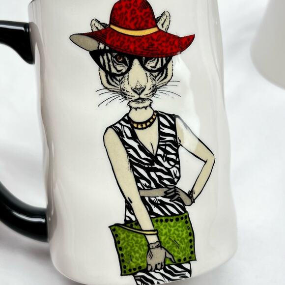 Signatures Housewares Stoneware Hipster Animal Coffee/Tea Cups Donkey & Tigress - Picture 2 of 9